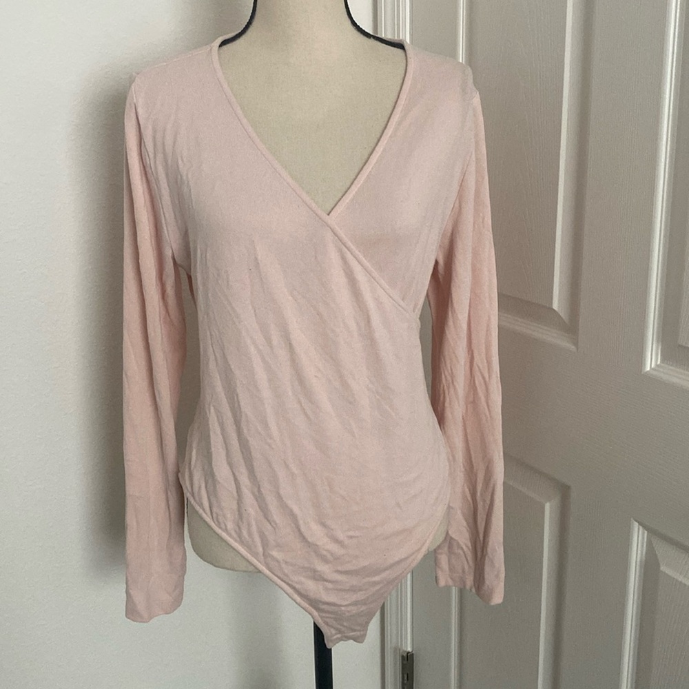 LOFT Womans Pink Long Sleeve Bodysuit